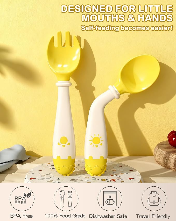 Deejoy Toddler Utensils with Travel Safe Case, Silicone Baby Spoons and Fork Set - Image 3