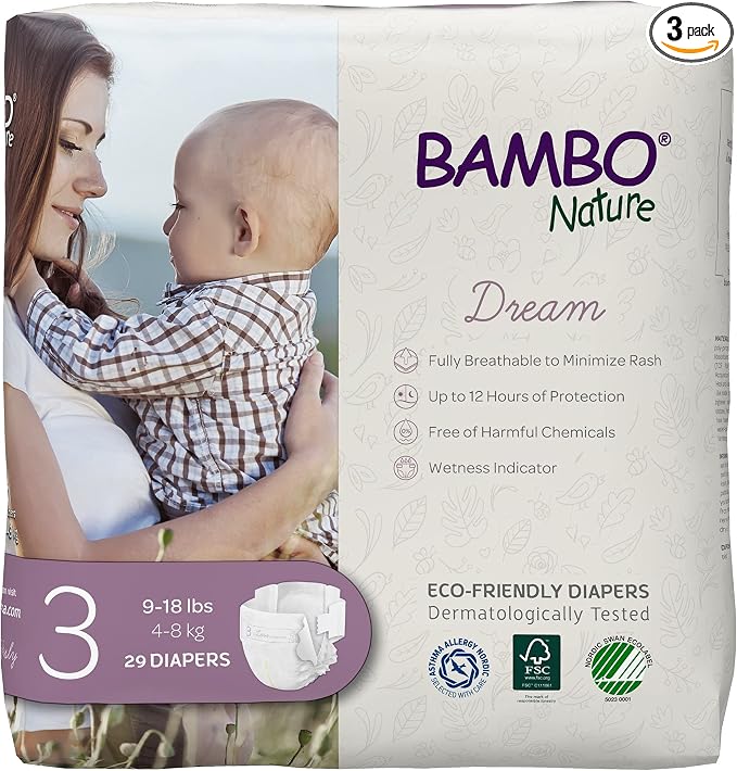 Bambo Nature Hypoallergenic Dream Baby Diapers, Premium Eco-Labeled Sustainable by BamboNature