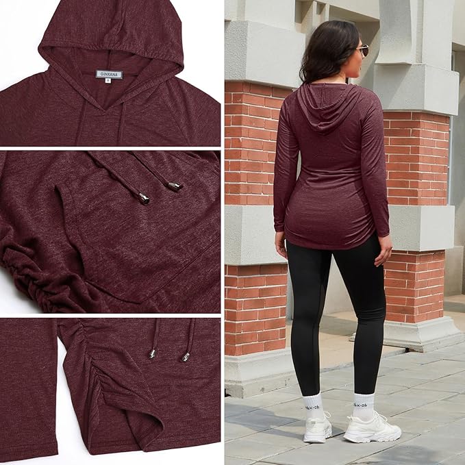 GINKANA Maternity Hoodie Long Sleeves Shirts Casual Maternity Top Pregnancy - Image 6