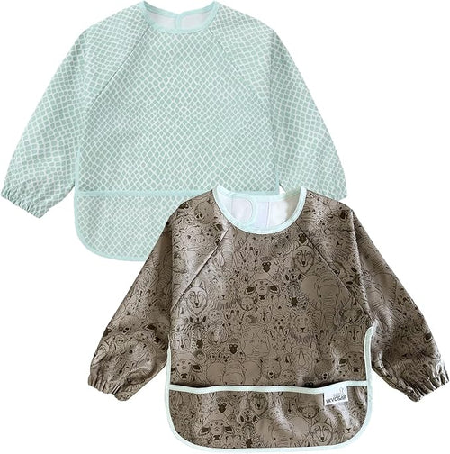 2 Pack Baby Bibs for Boy, Baby Bibs for Eating, Mess Proof Baby Bib, Full by YKVOSAR