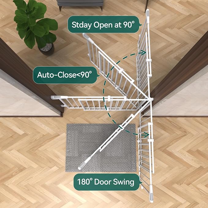 Babelio 31.5-55" No Bottom Bar Baby Gate Extra Wide, 2-in-1 Auto Close Dog Gate - Image 6
