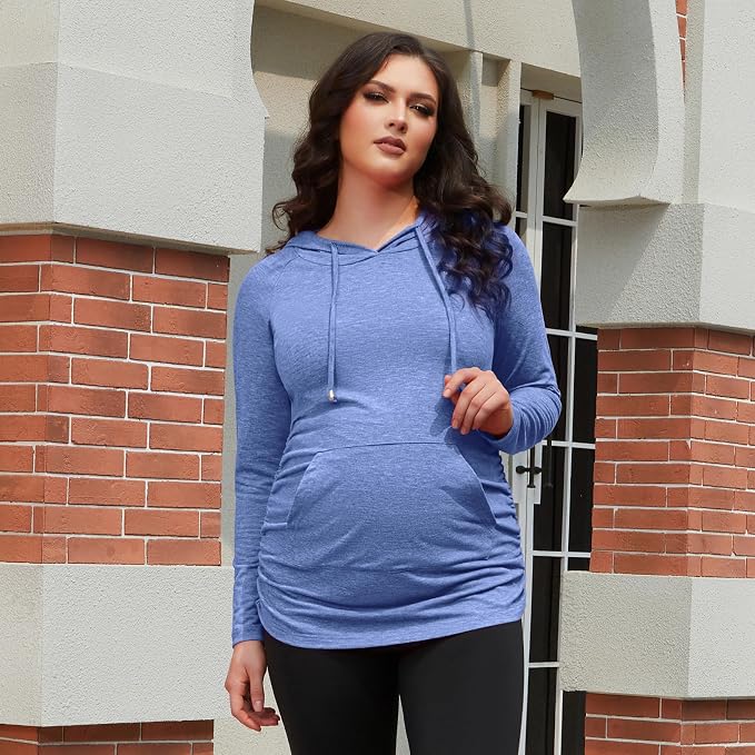 GINKANA Maternity Hoodie Long Sleeves Shirts Casual Maternity Top Pregnancy - Image 3
