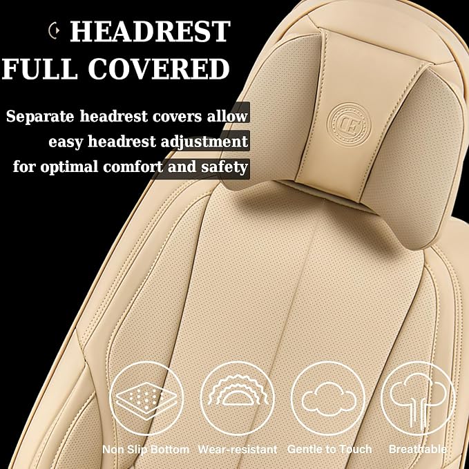 Coverado Universal Seat Covers Front, Waterproof Nappa Leather Car Seat Covers - Image 5