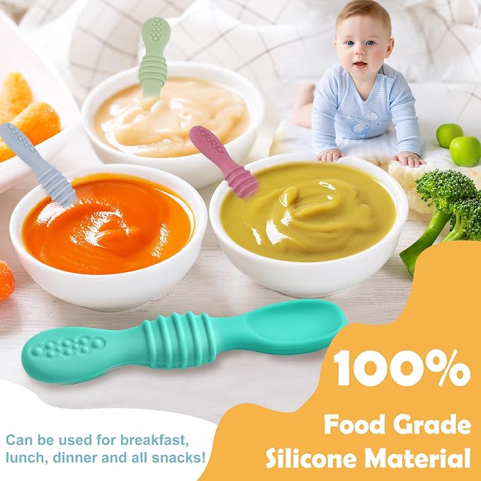 Baby Spoons Self Feeding 6 Months, Easy-Grip Handle, and Soft Texture, Gentle - Image 6