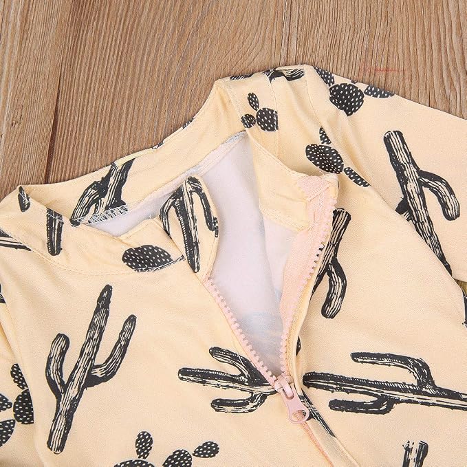 CIYCUIT Baby Girls Cactus Footies Newborn Zip Up Onesie Romper - Image 4