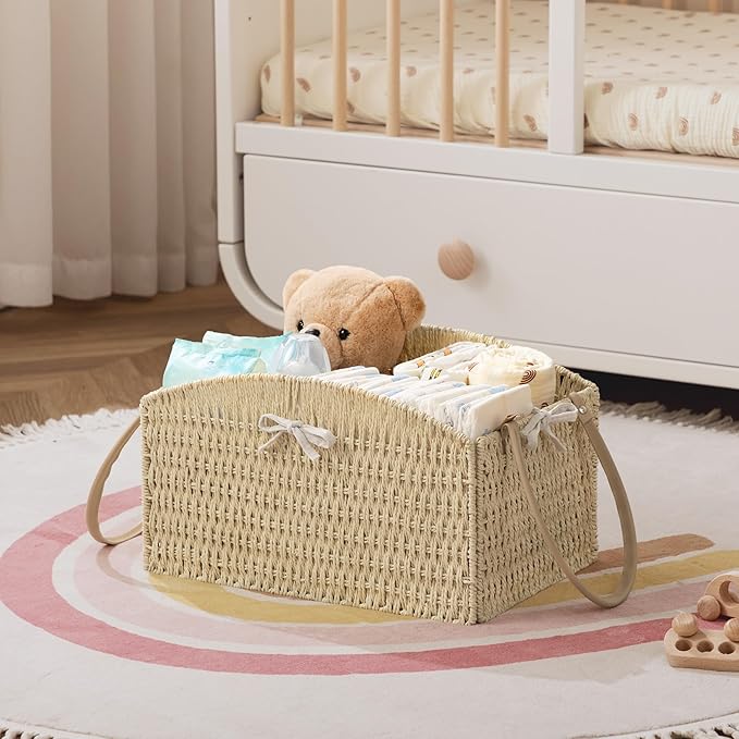 HBlife Diaper Caddy Organizer, Large Hand-Woven Storage Basket - Image 4