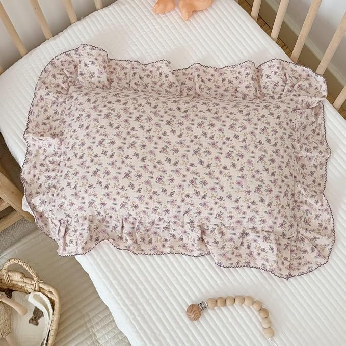 BuLuTu Purple Floral Muslin Cotton Toddler Pillowcases by BuLuTu