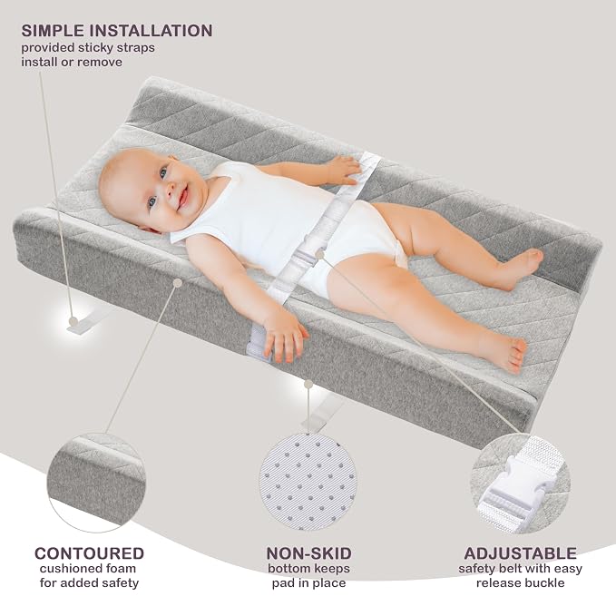Organic Cotton Contoured Baby Changing Pad w/Waterproof Foam Mattress, Includes - Image 3