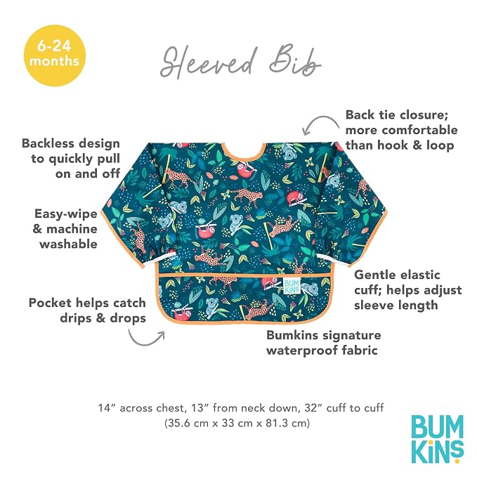 Bumkins - Sleeved Bib - For Boys & Girls, Babies & Toddlers 6-24 Months - - Image 5