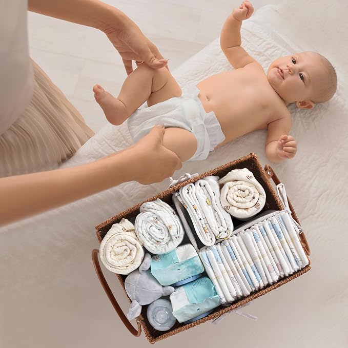 HBlife Diaper Caddy Organizer, Hand-Woven Storage Basket - Image 5