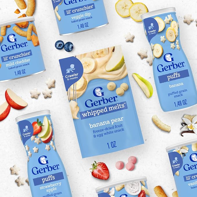 Gerber Stage 3 Baby Food Snacks, Banana Apple Blueberry Whipped Melts, Baby Led - Image 10