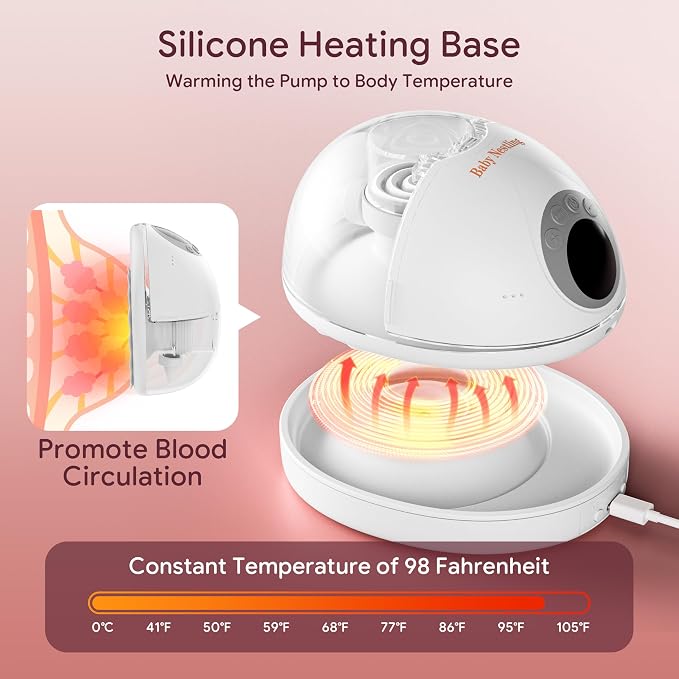 Breast Pump Hands Free, Smart Heated Base Promotes Milk Production, 40dB Quiet - Image 2