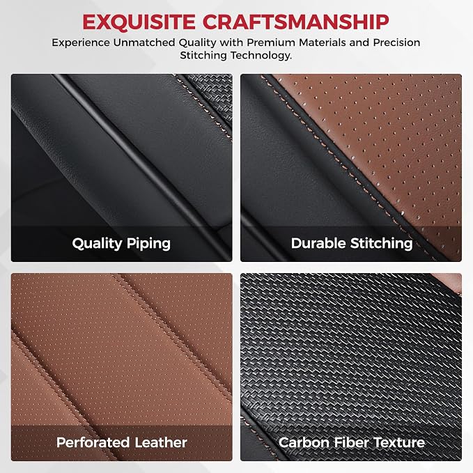 FREESOO Black Brown Front Car Seat Covers - Image 8