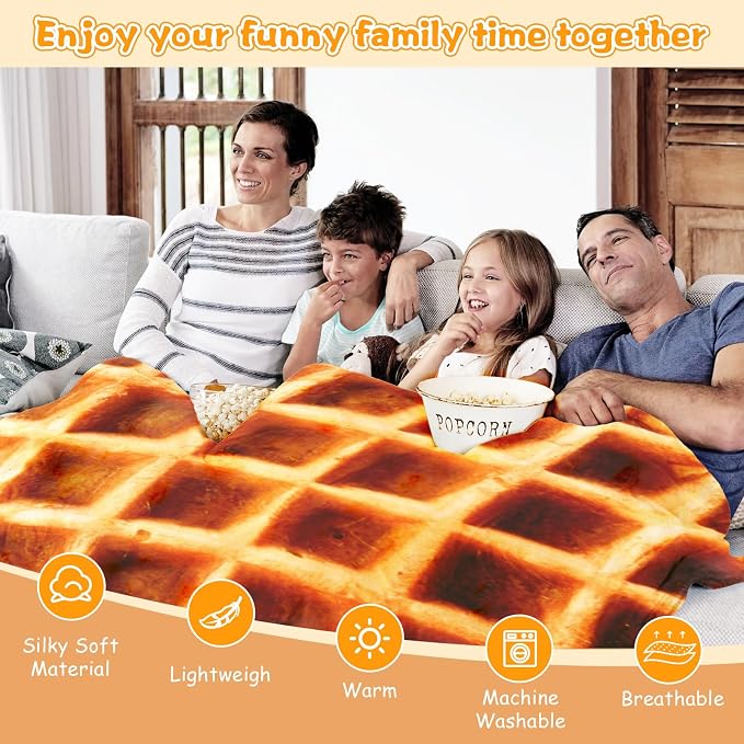 Lhedon Waffle Blanket Adult Size, 71 inch Food Blanket, Birthday Gifts - Image 4