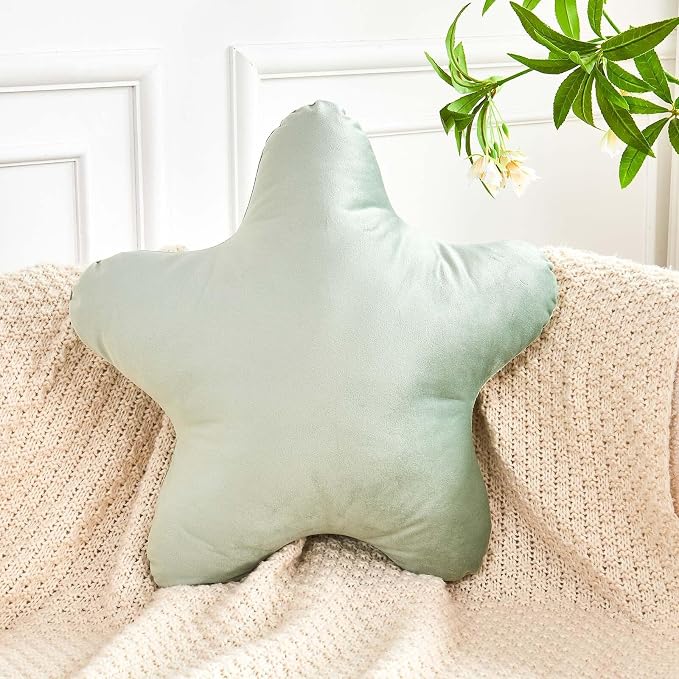 Sage Green Star Throw Pillow, Cute Star Pillow Room Decor, Soft 19.6" Star by XVTRU