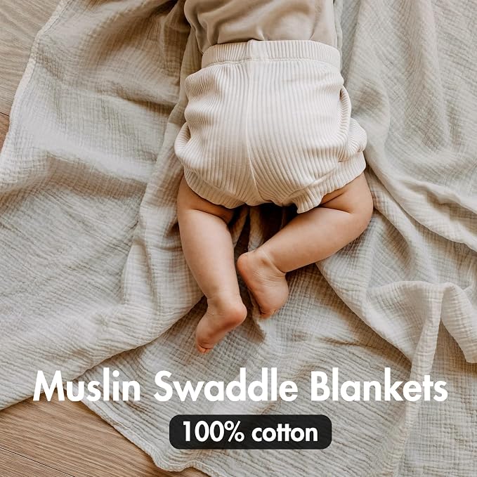 Muslin Swaddle Blankets for Newborn, 3 Pack Breathable Soft Receiving Blanket - Image 3