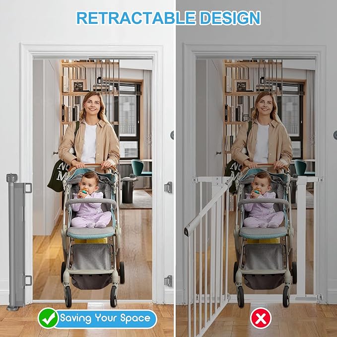 55 inch Retractable Baby Gates, EZIGO Extra Wide Baby Gate - Image 6