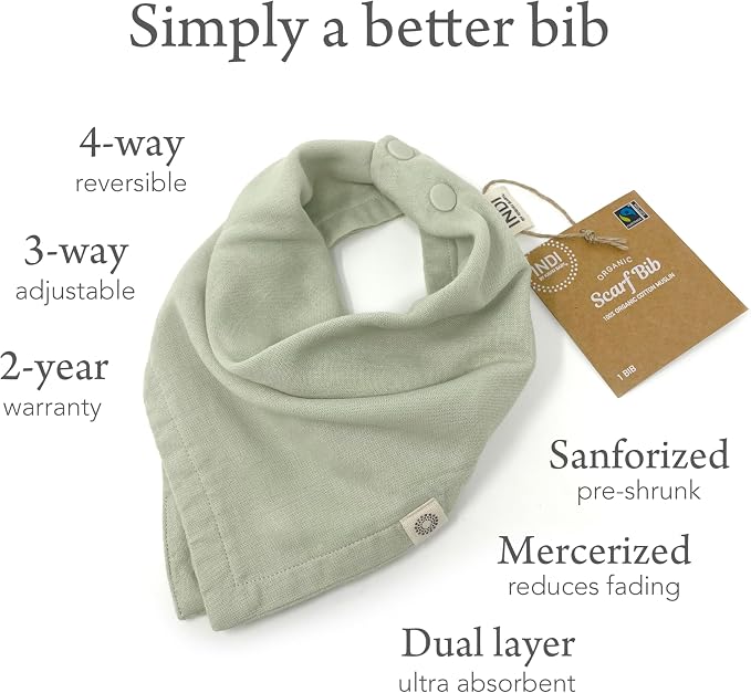 Kishu Baby Indi Organic Baby Bandana Bibs – Fairtrade 4-Way Reversible Drool - Image 9