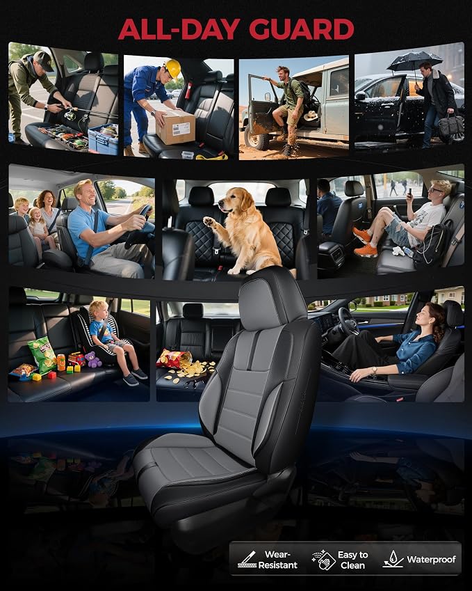 FREESOO Black Gray Car Seat Covers Full Set - Image 4