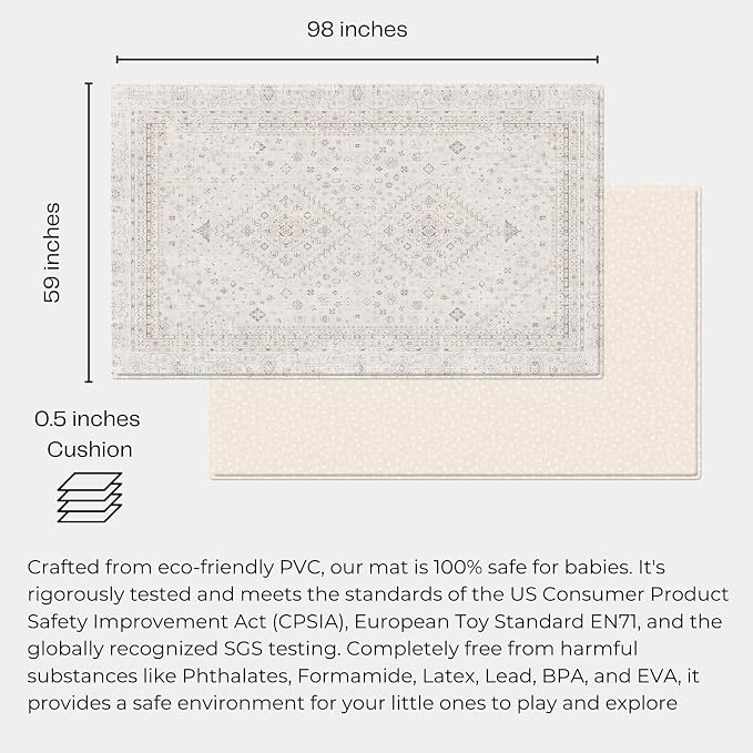 Baby Care Soft Rug 98'' x 59'' Original One-Piece Reversible Rollable - Image 6