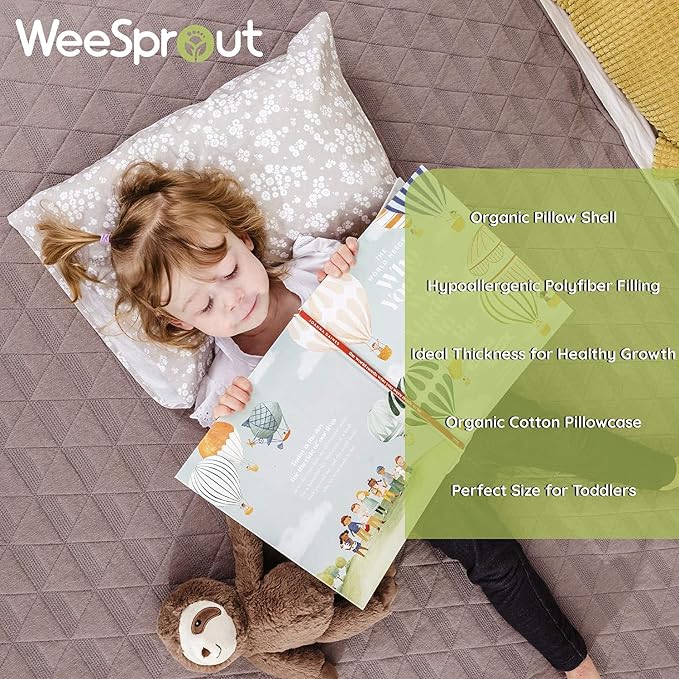 WeeSprout Toddler Polyester Organic Cotton Shell and 2 Pillowcases, Small Kids - Image 2