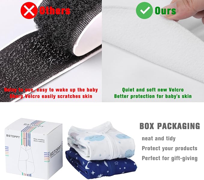 Newborn Sleep Sack Baby Swaddle, 0-3 Months, 3-Way Adjustable Wearable Blanket - Image 6