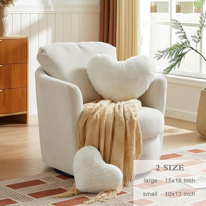 EastTree Heart Pillows, Love Throw Pillows Gifts, Ultra Soft Faux Rabbit Fur - Image 2