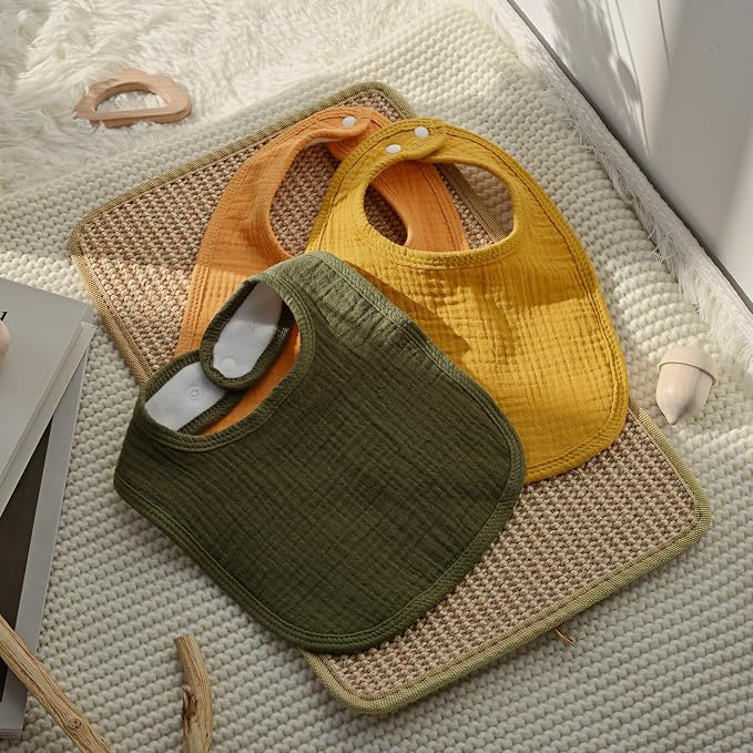 Muslin Baby Drool Bibs for Unisex Boys Girls, 6 Pack Soft Cotton Baby Bib for - Image 9