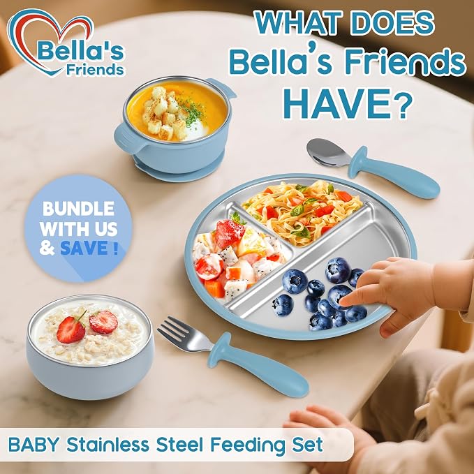 Stainless Steel Toddler Plates Silicone Suction, 3 Packs Non-Slip Baby Plates - Image 5