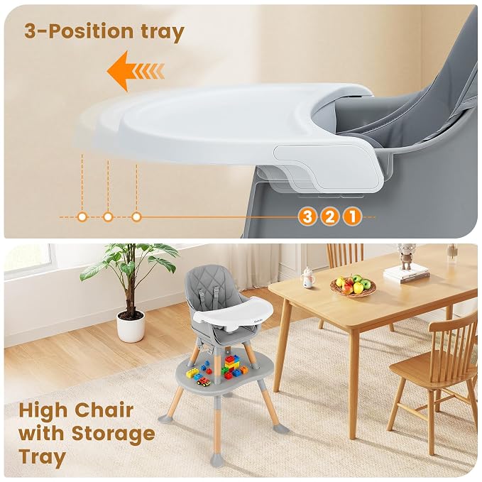 Ezebaby Baby High Chair, 8 in 1 Convertible High Chairs to Booster Seat/Toddler - Image 4