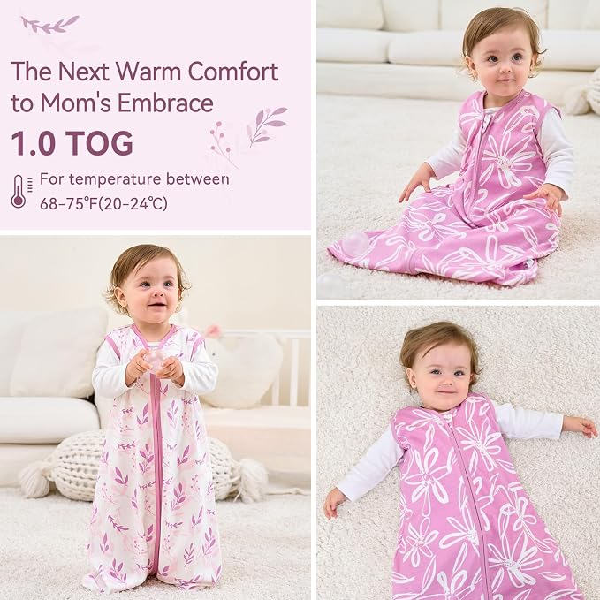 Baby Sleep Sack 18-24 Months 1.0 Tog Baby Wearable Blanket 100% Cotton Sleeping - Image 6