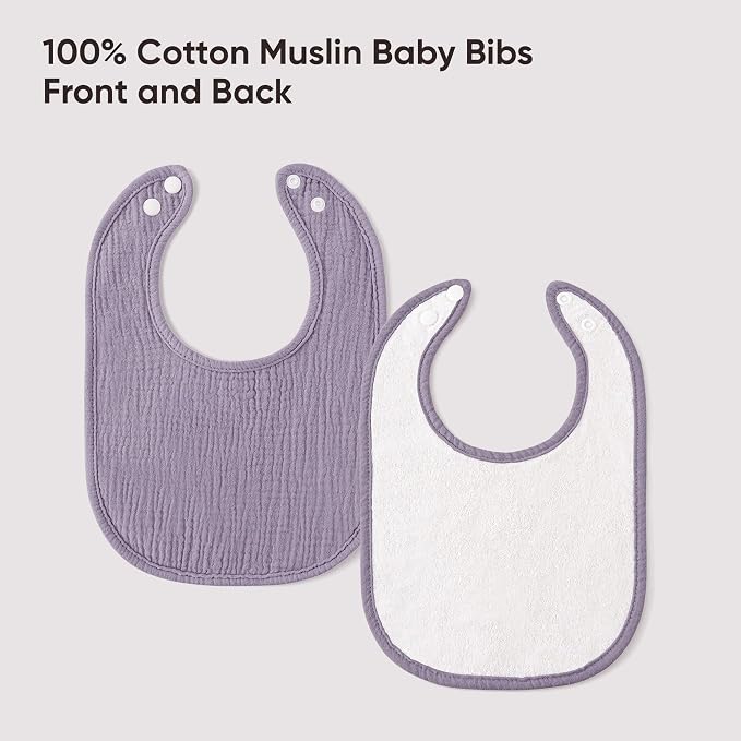 Bearmoss Muslin Baby Drooling Bibs 8 Pack, 100% Cotton Square Adjustable - Image 6