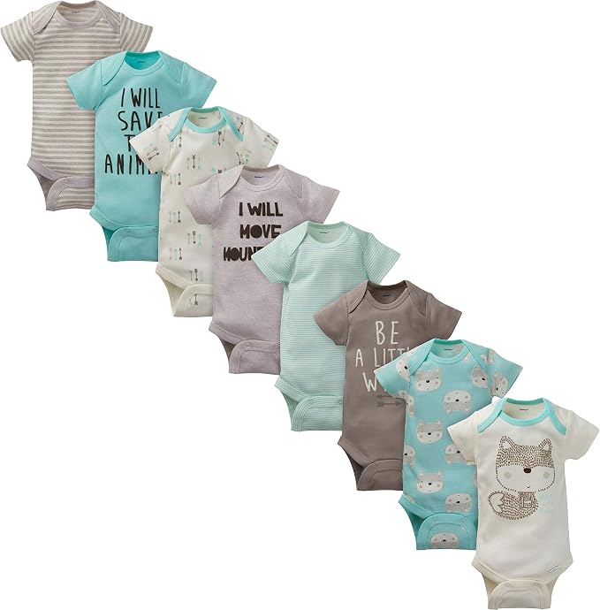 Gerber unisex-baby 8-pack Short Sleeve Onesies Bodysuits by Gerber
