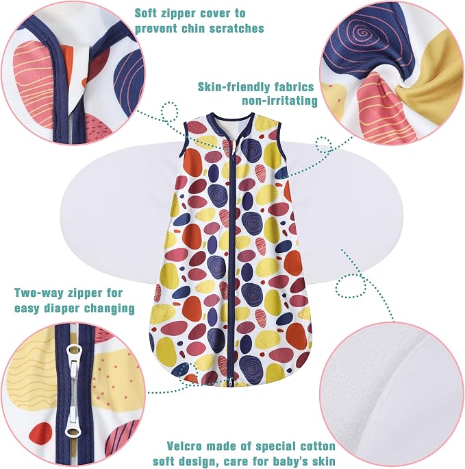 Newborn Sleep Sack Baby Swaddle, 3-Way Adjustable Wearable Blanket, 100% Rayon - Image 5