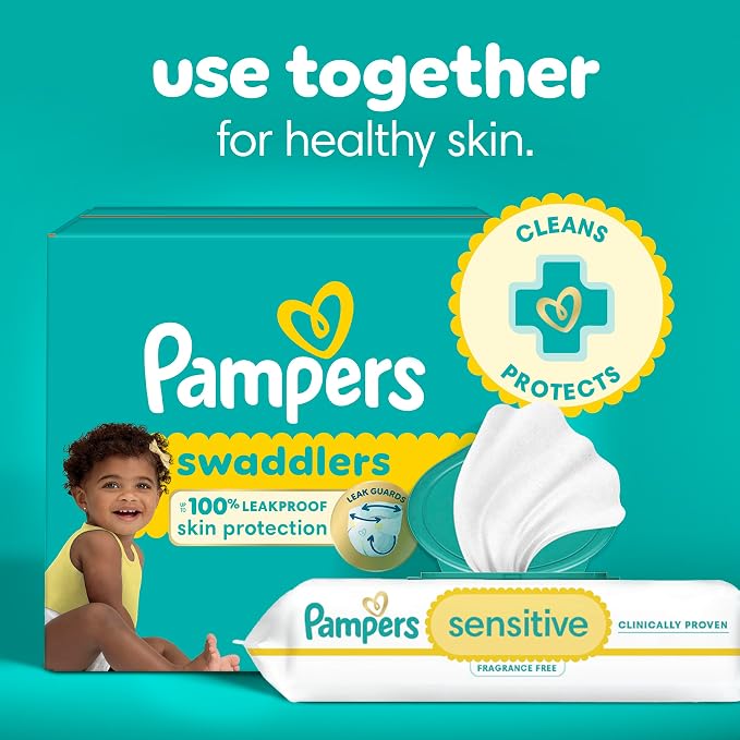 Pampers Baby Wipes Sensitive, Water Based Hypoallergenic and Unscented 504 Total - Image 7