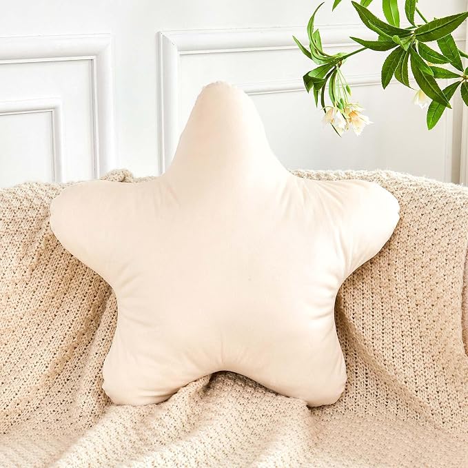 Beige Star Throw Pillow, Cute Star Pillow Room Decor, Soft 19.6" Star Shaped by XVTRU