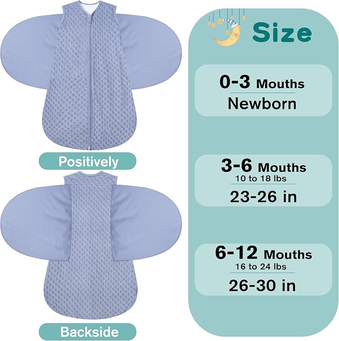 Fleece Newborn Sleep Sack Baby Swaddle, 3-Way Adjustable Wearable Blanket - Image 5