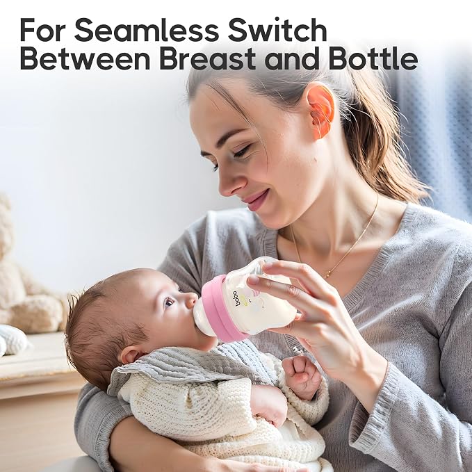YOHKOH Glass Baby Bottles with Slow Flow Nipple, Newborn Anti-Colic Baby Bottles - Image 2