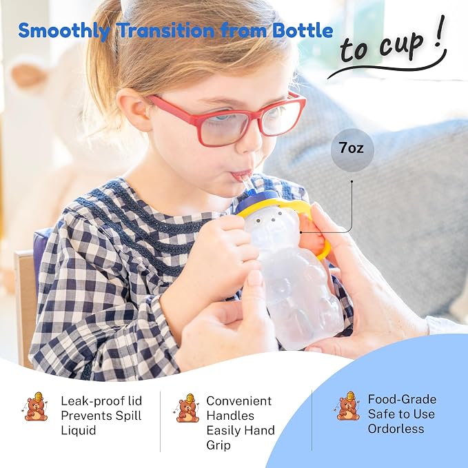 TalkTools Honey Bear Straw Cup, Dishwasher Safe Baby Drinking Bottle, Premium - Image 4