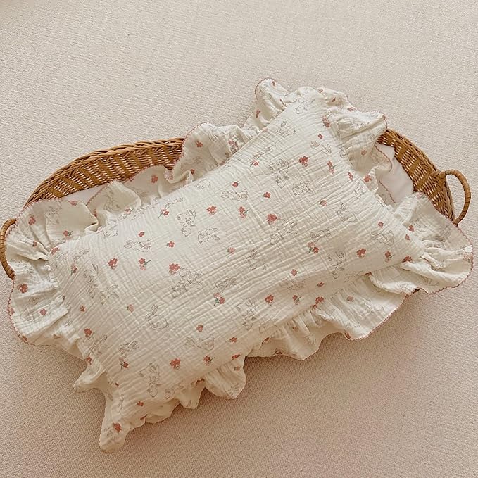 BuLuTu Rabbit Floral Toddler Pillowcase Muslin Cotton Kids Pillow Case Standard - Image 4