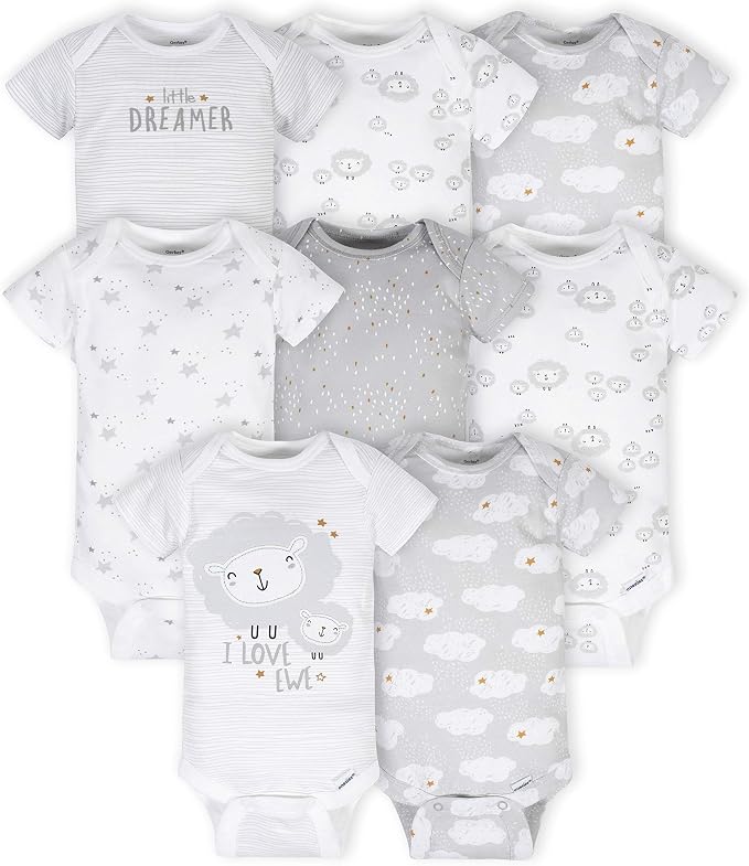 Gerber unisex-baby 8-pack Short Sleeve Onesies Bodysuits by Gerber