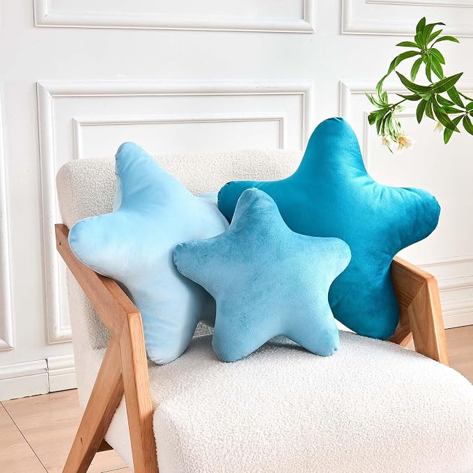 Teal Star Throw Pillow, Cute Star Pillow Room Decor, Soft 14.9" Star Shaped - Image 3