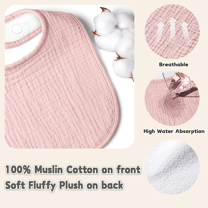 Susurration Muslin Baby Drool Bibs 10Pack Soft Square Adjustable Bandana Bibs - Image 3