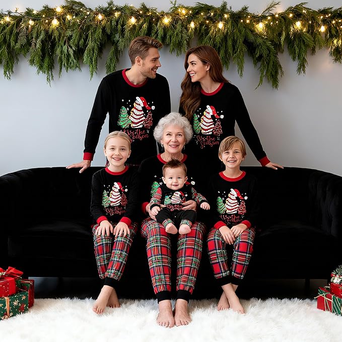 Awoscut Christmas Family Matching Pajamas Christmas Pjs Holiday Nightwear - Image 4