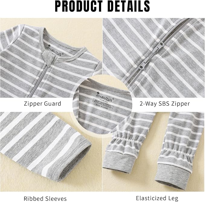 Jimonda Baby Sleeper Rompers, Unisex Boys Girls Zip-Front Pajamas One-Piece - Image 2