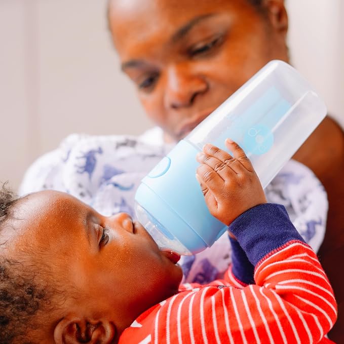PopYum 9 oz Blue Anti-Colic Formula Making/Mixing/Dispenser Baby Bottles - Image 3