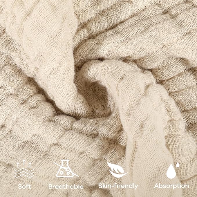 Yoofoss Muslin Baby Washcloths 100% Cotton Face Towels 6 Pack Wash Cloths - Image 2
