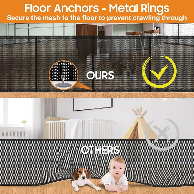160" Retractable Baby Gates, Prevent from Crawling Underneath, Extra Wide Dog - Image 5