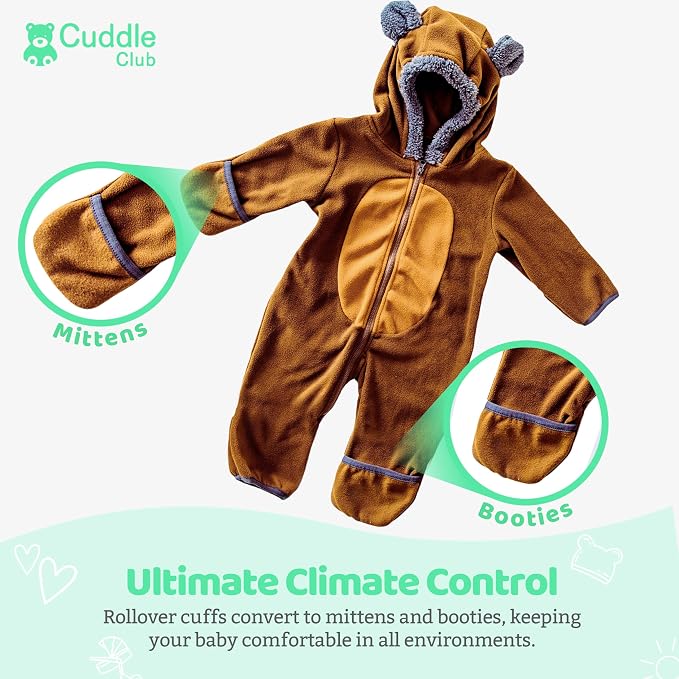 Cuddle Club Fleece Baby Bunting Bodysuit - Image 3