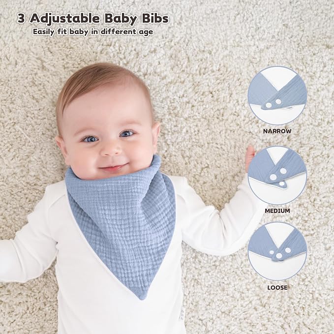 Susurration Muslin Baby Drool Bibs 6Pack Soft Triangular Adjustable Baby - Image 3